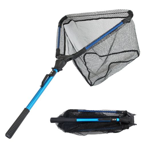 Foldable Fishing Net With Aluminum Alloy Rod EVA Handle Durable 5MM Hexagonal Nano Coating Nylon Mesh Collapsible Landing Net Safe Fish Catching or Re Foldable Fishing Net With Aluminum Alloy Rod EVA Handle Durable 5MM Hexagonal Nano Coating Nylon Mesh Collapsible Landing Net Safe Fish Catching or Re